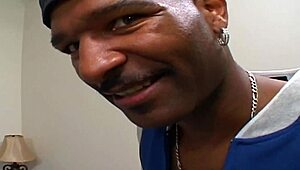 Busty brunette bends over for horny black stud in interracial anal session