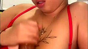 Stepsister boldly enters my room and gives me an intense handjob on my big cock.