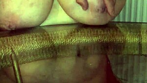 huge 34jj granny boobs bounced as she reached wild orgasm. her chubby frame shook with pleasure.