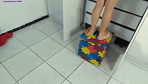 stepsister cleans my room while stepfather renovates backyard