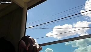 I'm leaving her pussy wide open on the balcony.