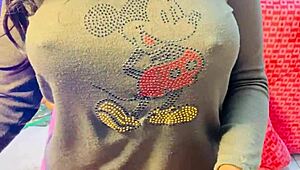 I hid a camera and caught her masturbating her natural tits and pussy 😏