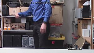 Beautiful Tattooed Brunette Caught and Cocked Hard in the Office Scene.