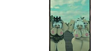 Cute Military Girl And Cow Girl Perform Sexy Dance In Roblox