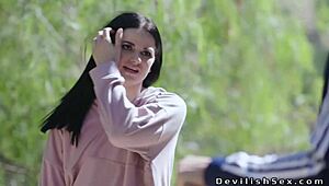 Brunette Babe Sucks and Fucks Her Handsome Coach Hard