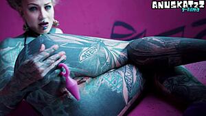 tattoo girl stretches her asshole solo