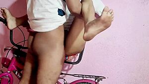 Village girl fucked while riding bicycle, caught by friends nearby