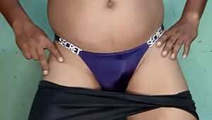 Wow, dancing in purple satin thong from Victoria's Secret! So sexy!