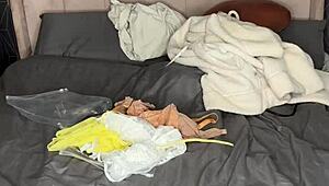 Watch me slip into tight lingerie, showing off my big British curves.