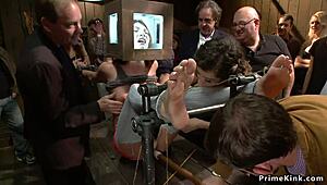 Redhead Blonde Subs Public Display