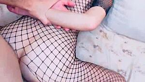 i pound my wife's wet pussy rough in stockings, she loves it hard.