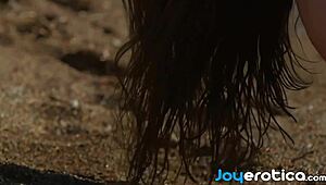 beautiful serena j teases with her shaved pussy outdoors