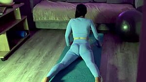 Stretching Tight Butt with Dildo After Yoga for Intense Pleasure