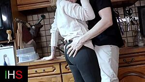 Slutty Blonde Milf Bent Over and Fucked Hard in Kitchen