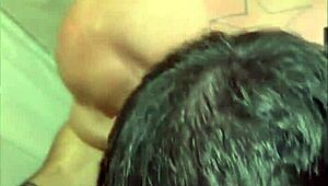 Young Brazilian girl humiliated in gym bathroom with big cock anal.