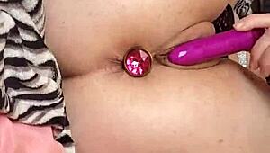 candid sandra masturbates with new princess butt plug