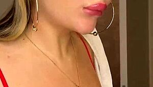 Milf with huge natural tits pours milk, want to lick it off? 😋