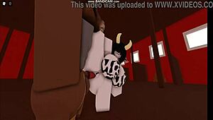 cow girl gets fucked by bull