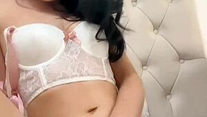 Horny British brunette college girl intensely plays with toys in solo session