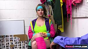 Shy teen Octavia Red attempts to steal outfit but gets deepthroat instead