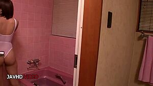 Appealing Japanese Wife Delivers Steamy POV Blowjob in Bath Tub for Cumshot