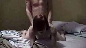 Sextape with hot redhead amateur couple