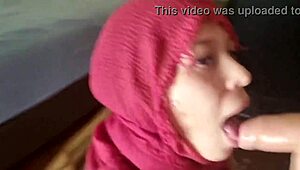 Young Muslim Girl Sucks Monster Cock and Receives Cum on Her Mouth.
