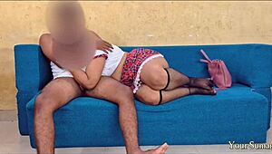 step daddy massages his teen princess's big tits with his cock.