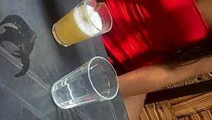 Brazilian Beauty Flirts in Public Bar with Married Man