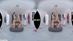 Euro lesbians piss and finger each other in this pov reality tease