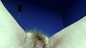 curious german granny plays with her hairy slit using a fresh cucumber