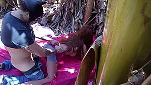 Brunette Amateur Tests Sex Toy on Ass in Public Outdoor Scene