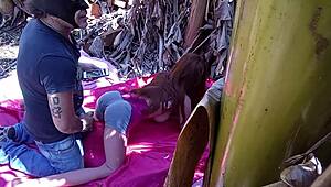 Brunette Amateur Tests Sex Toy on Ass in Public Outdoor Scene