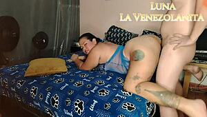 Young Colombian slut sucks and fucks huge dick moving big ass until pussy fills with cum