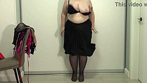 Mature Teacher Chooses A Bra For Work, Big Gorgeous Boobs Jump And Pop Out Of Bras With Saggy Tits