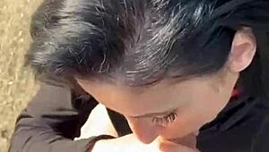 He covers her face with cum after fucking her round ass