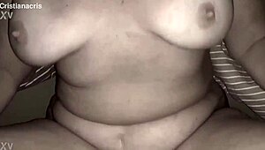 Watch my curvy amateur dancing and getting cum on her big tits