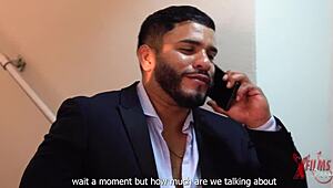 two guys dominate peruvian redhead big tits for debt payment, wow