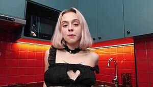 co-worker begs for anal pounding in kitchen