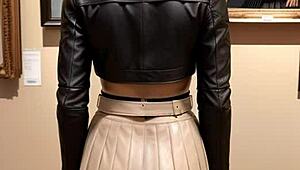 Art lessons turn into leather skirt upskirt dream! 🎨