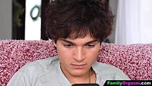 FamilyOrgasm - Naughty Step Mommy Dumps Husband for Sofa Blowjob Fun