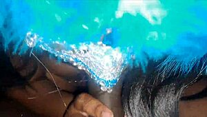 masked ebony receives a facial treatment
