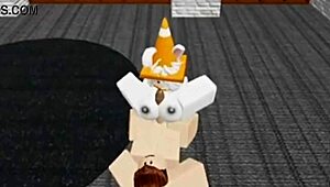 slutty roblox bunny girl sneaks into boys locker room for rough fucking