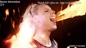 Out of the flames, caucasian babe gives blowjob, ass to mouth, and wet assfucking fetish