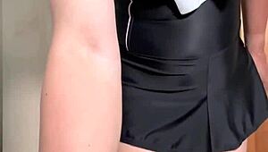 Teen in School Uniform with Anal Plug