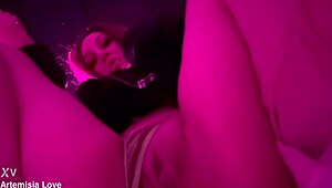 Horny milf artemisia love flashes pussy in public at night