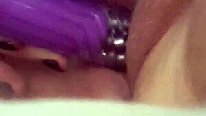 bbw enjoys quick toy insertion fun