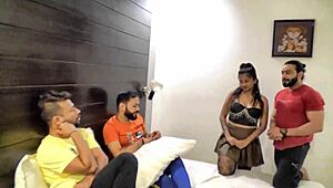 My real Indian gangbang with a hot college girl was intense