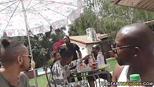 Stella cox sucks big black cocks and receives facial cumshot