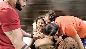 My real Indian gangbang with a hot college girl was intense